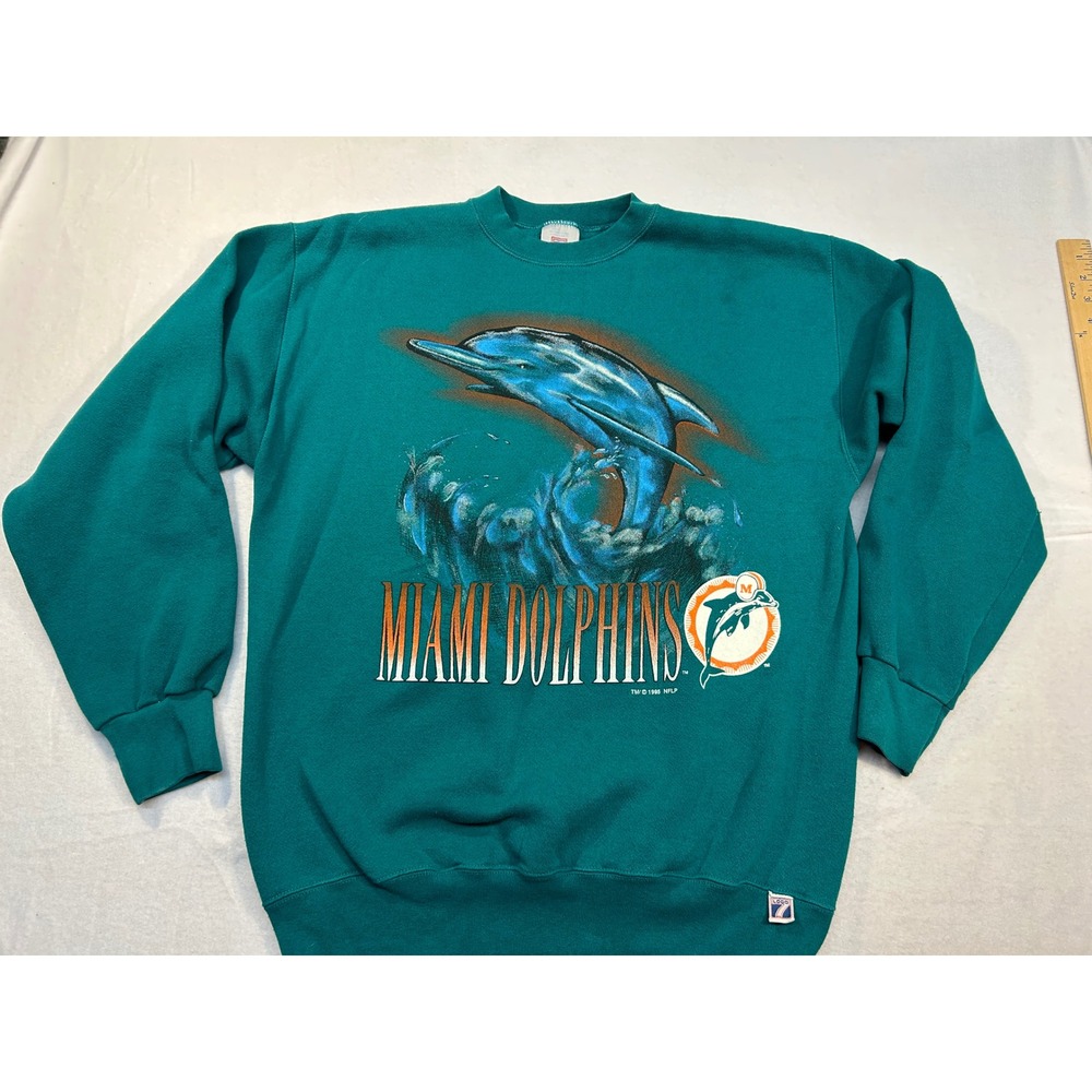 Vintage 1995 Miami Dolphins Logo 7 Sweatshirt Teal Heavyweight Mens Large USA